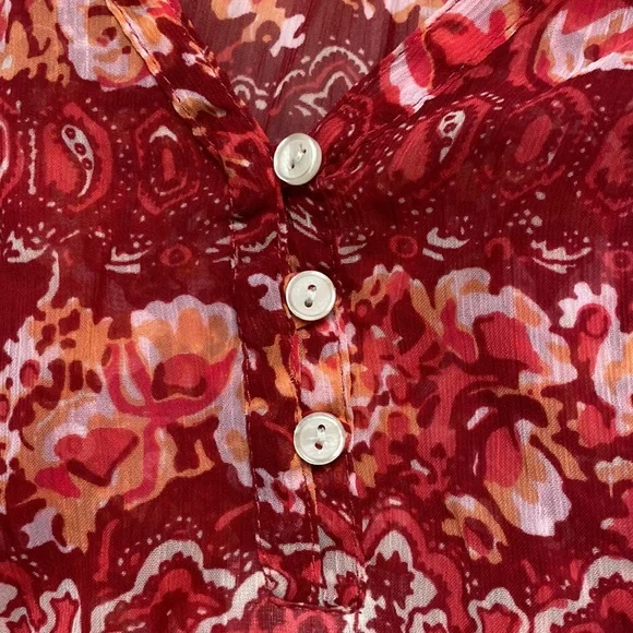 Lucky Brand Flowered, bottom tie shirt, Size Small - Picture 5 of 9